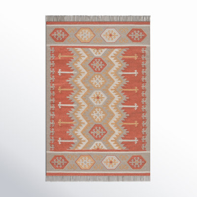 Avalyn Orange Beige Geometric Outdoor Rug