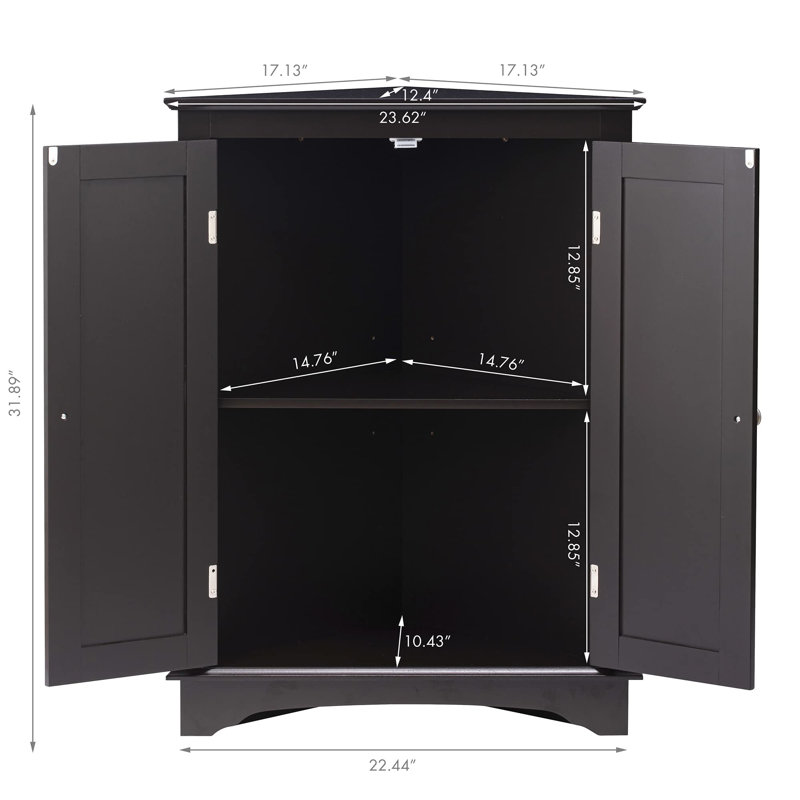 Armoire de coin Home Floor avec deux portes et tablettes, Espresso