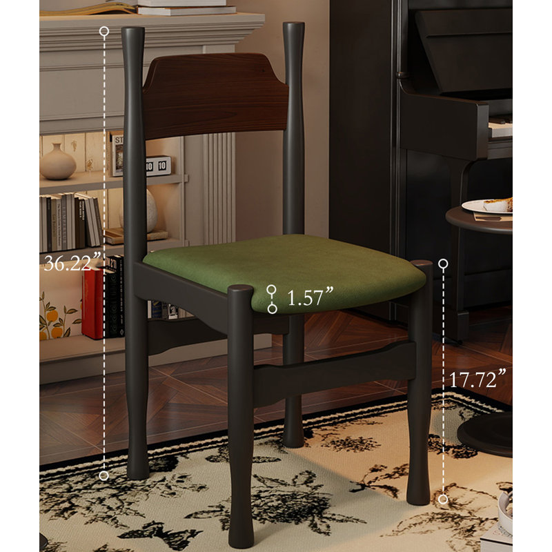 Chaise rembourrée en bois massif avec dossier rétro