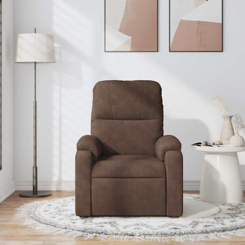 Fauteuil inclinable de massage avec massage par vibration à 6 points, chaise berçante ajustable en microfibre, Brun