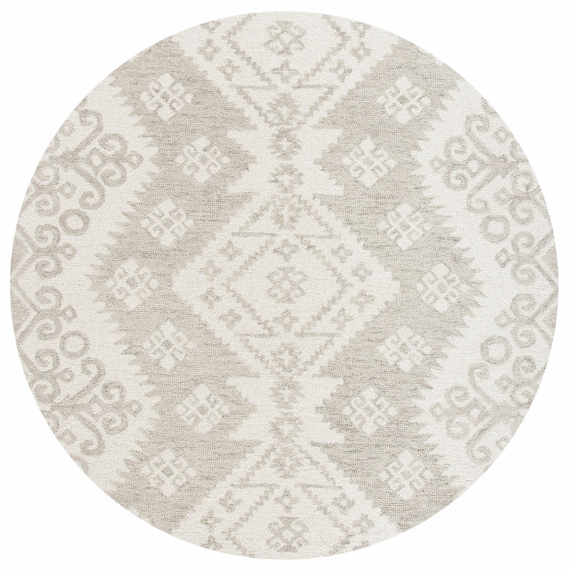 Selvidge Hand Tufted Indian Wool Southwestern Rug, Round 5'