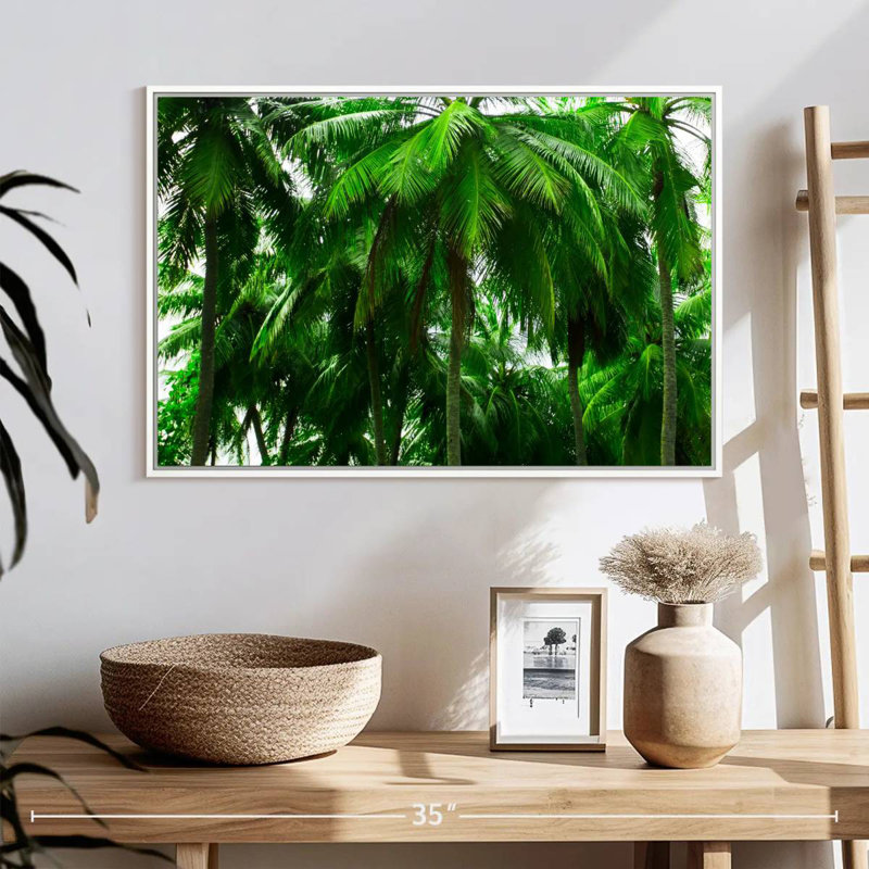 Palmier forêt, Cadre flottant blanc, 25 po x 17 po