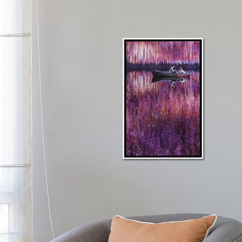 Reproduction d’art, "Wisteria Impessionism" par Hobopeeba, Pas de tapis, H 26 po x l 18 po x 1,5 po, Toile blanche encadrée