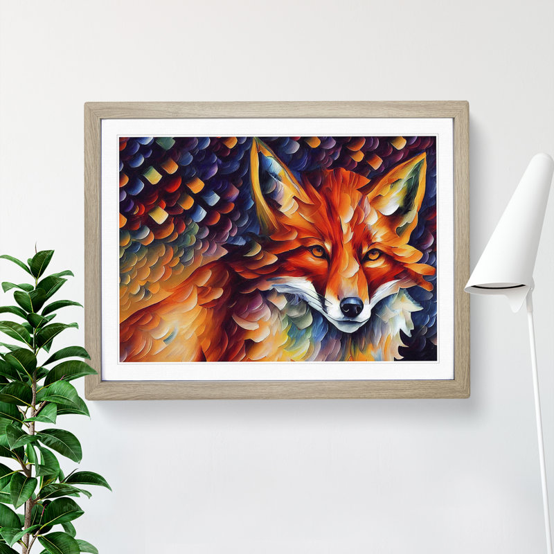 Fox Vol.1 - Single Picture Frame Painting, 25cm H x 34cm W x 2cm D, Oak
