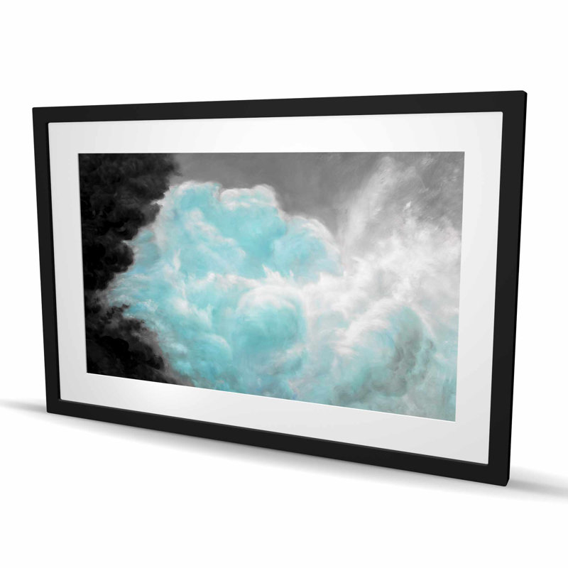 Turquoise, nuages - paysages, reproduction encadrée avec passe-partout blanc