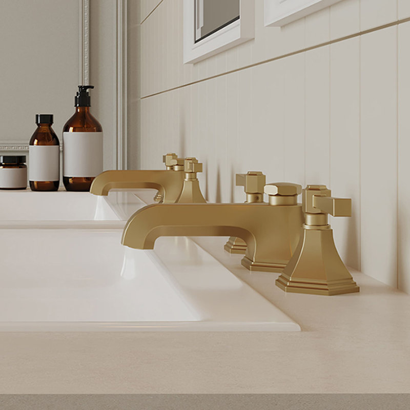 8 Inch Widespread Bathroom Faucet With Drain Assembly 3 Hole Bathroom Sink Faucets Brass Double Handle Bathroom Basin Mixer Taps