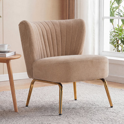 Chaise d'appoint rembourrée moderne de 28 po avec pieds en métal, petite chaise d'appoint sans accoudoirs confortable