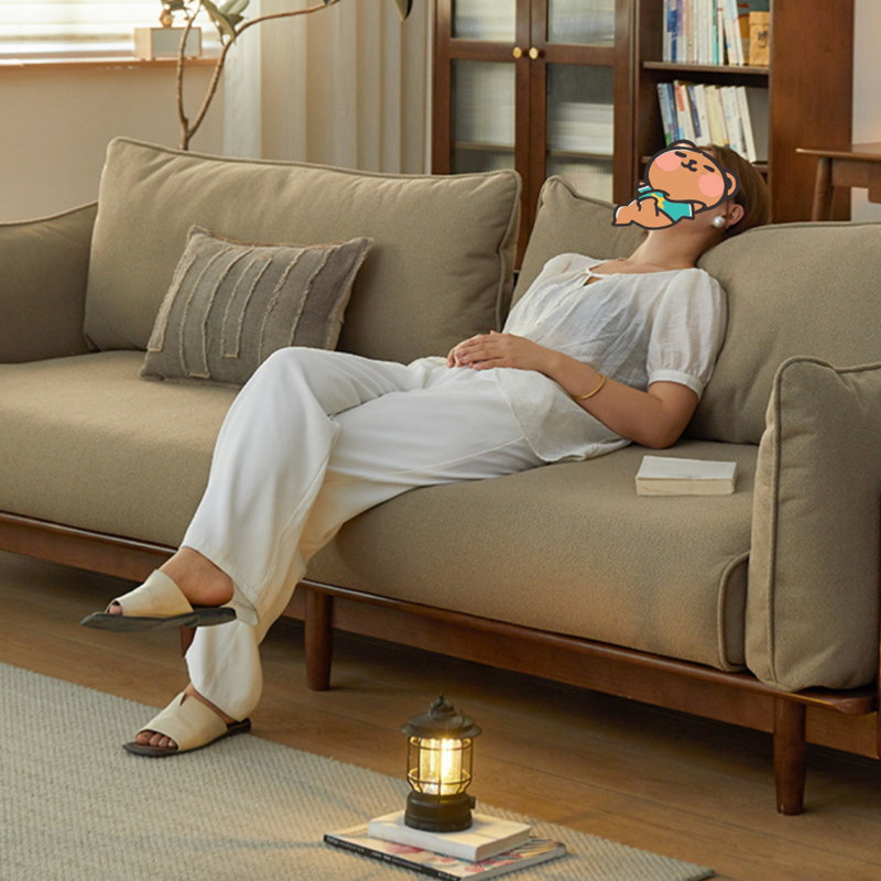 Canapé droit lavable en velours côtelé, Beige