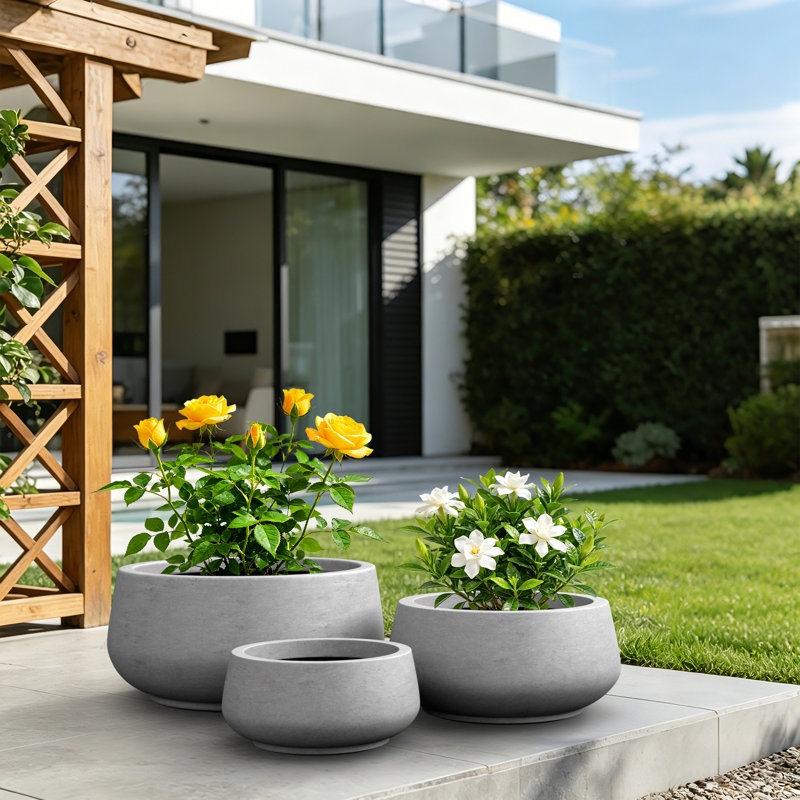 Jaimini 3-Piece Pot Planter Set, Medium Gray