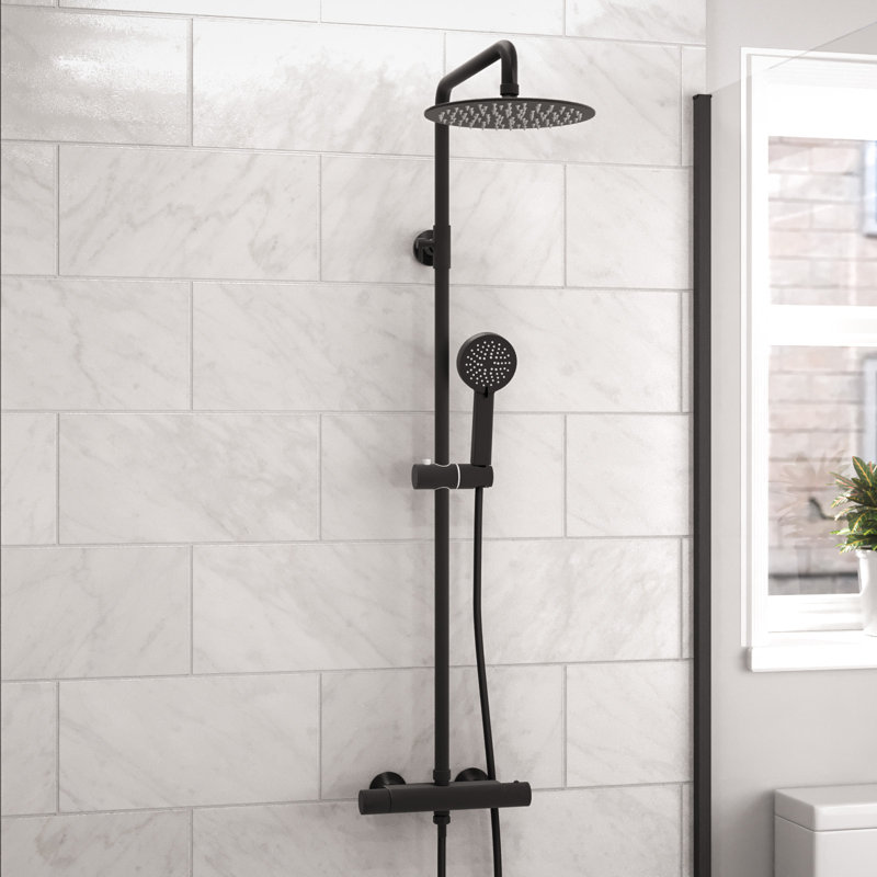 Culbert Thermostatic Shower with Dual Shower Head, Matte Black