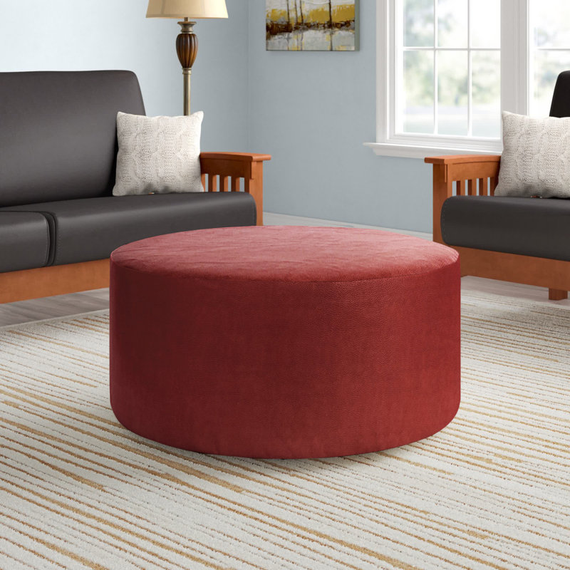 Florio Faux Leather Ottoman, Red