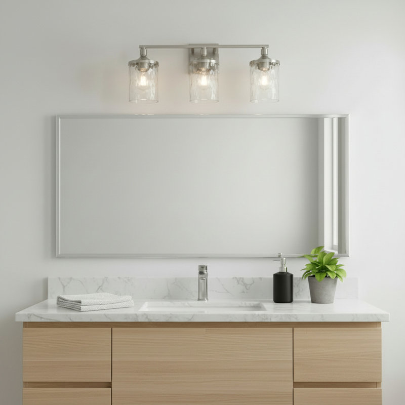 Éclairage pour meuble-lavabo à 3 lumières Baldwin, Nickel brossé, Trois lumières