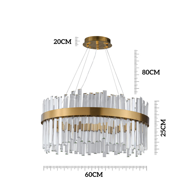 Ouitchambo 1-Luxury Modern Gold Crystal Round Chandelier - LED Flush Mount Ceiling Light Fixture for Living Room, Dining Room, Foyer, Bar, and Club