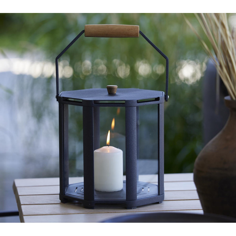 Lightlux Lantern with Teak Handle Extra Small, 10.2" H x 9.8" W x 9.8" D
