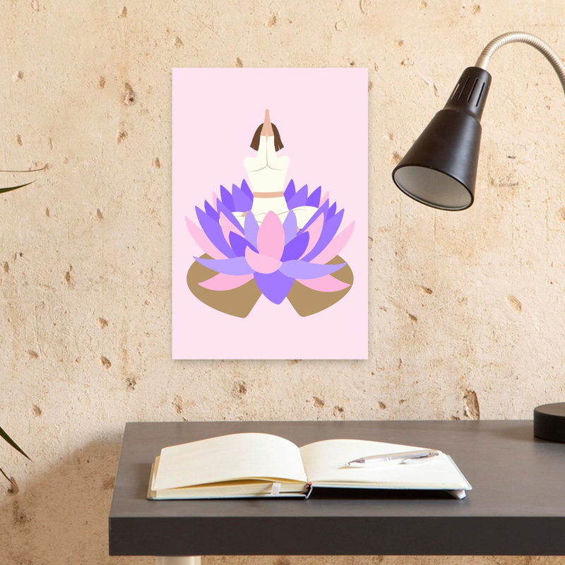 Art contemporain, fleur de lotus, H 12 po x l 8 po