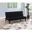 Lit convertible moderne sans accoudoirs noir avec capitonnage biscuit, ressorts sinueux et confort accru pour les petits espaces Texture velours doux, fabrication printanière, détente quotidienne