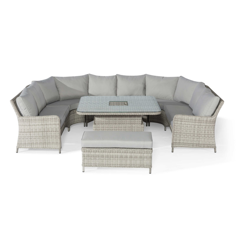 Balcom U Shaped Rattan Sofa Set with Table