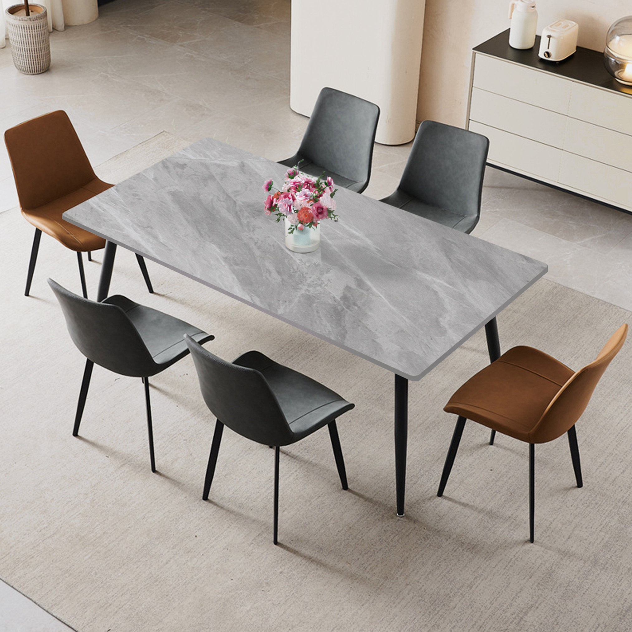 Ivy Bronx Athanasia Stone Top Metal Base Dining Table | Wayfair