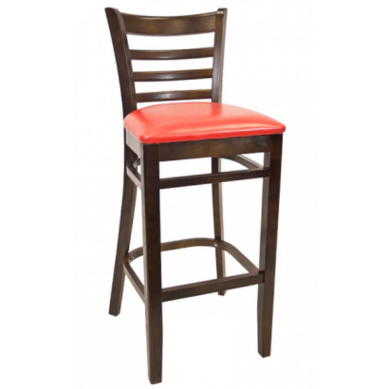 29" Solid Beechwood Bar Stool, Red, Walnut