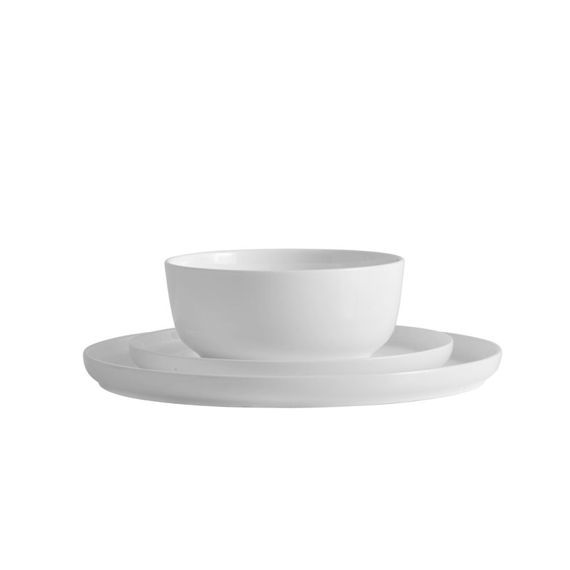 White Porcelain Glossy Round Dinnerware Set for 4