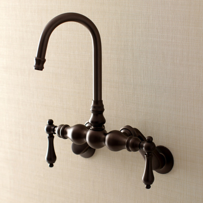 Kingston Brass Aqua Vintage Two-Handle 2-Hole Tub Wall Mount Clawfoot Tub Faucet, Oil Rubbed Bronze