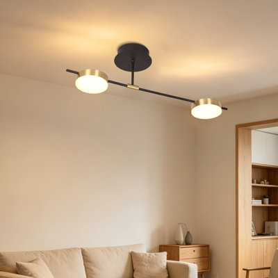 Luminaire suspendu semi-encastré à DEL à 2 lumières pour îlot de cuisine 32 po avec télécommande