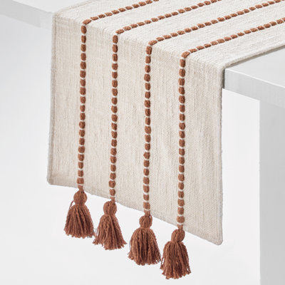 Chemin de table en coton avec pompons iDesign