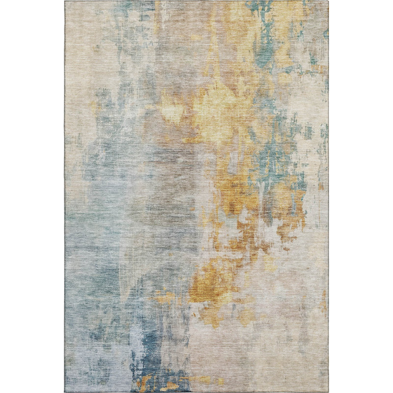 Premium Machine Washable Gurubaksh AMF1160 Abstract Rug, Rectangle 9' x 12'