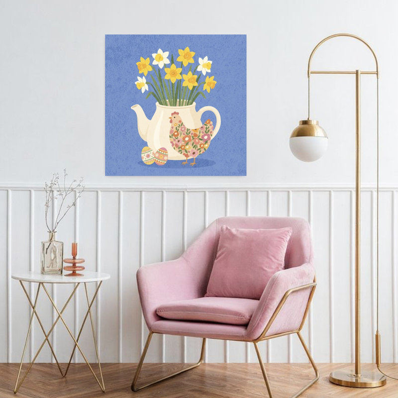 Printemps printanier, impression de jonquille, nature, animal, 32" H x 32" W