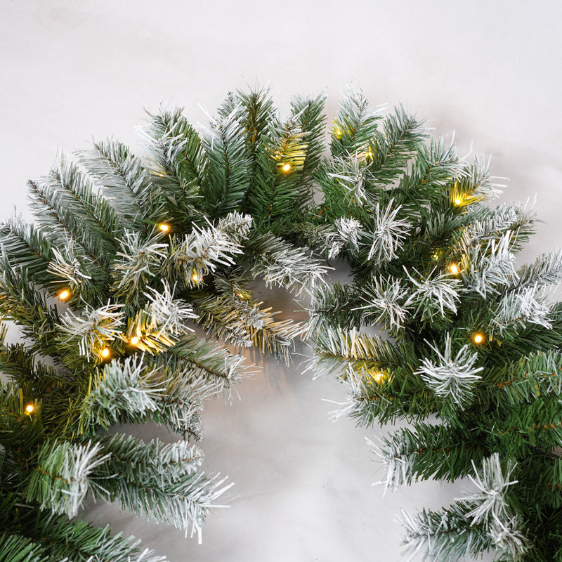Ensemble de 3 pièces de Noël artificiel: couronne et 2 arbres d'entrée avec lumières DEL, assemblage facile pour Noël