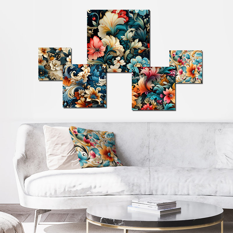 Vernita - Ensemble de 5 décorations murales florales