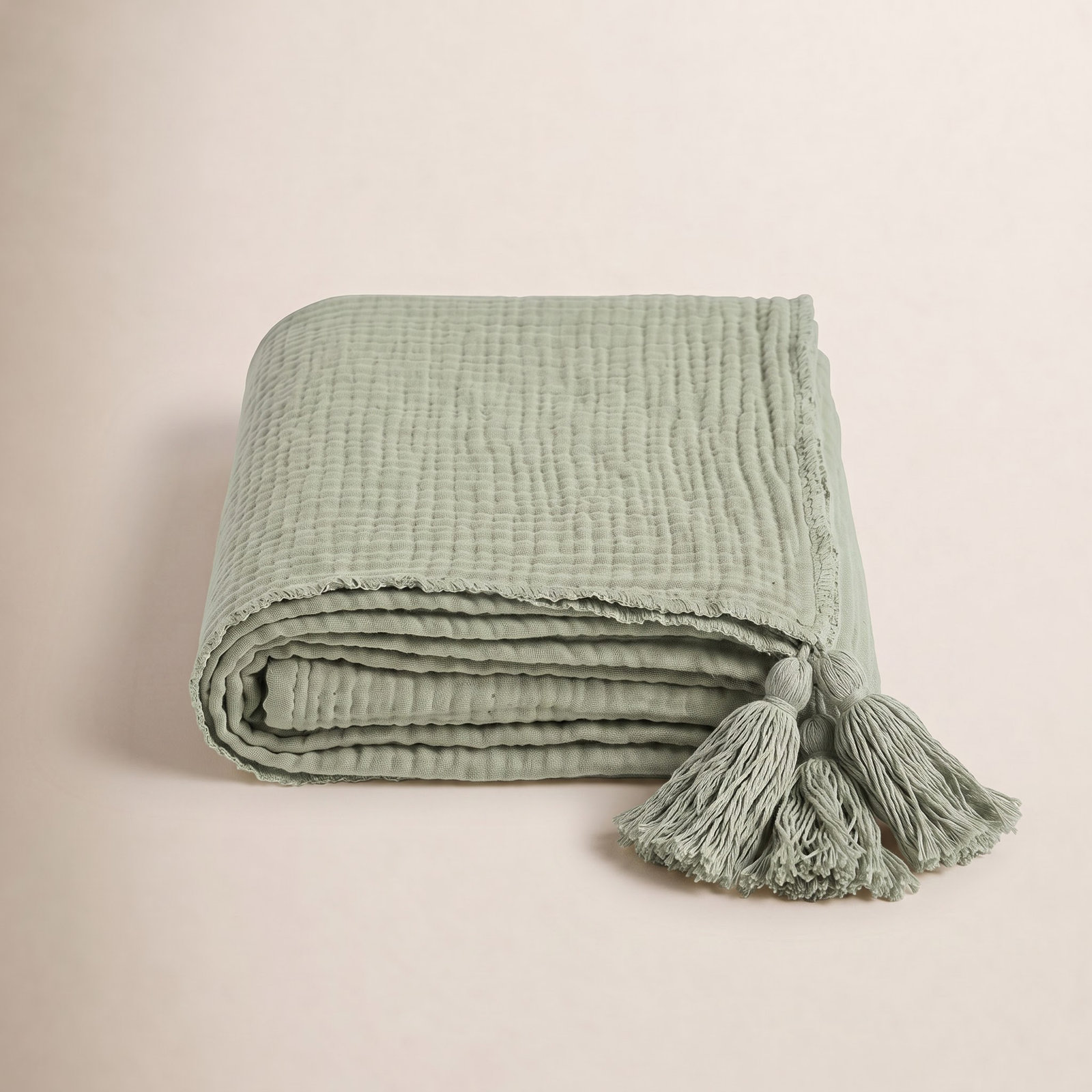 Cotton Throw Blanket, Sage Green