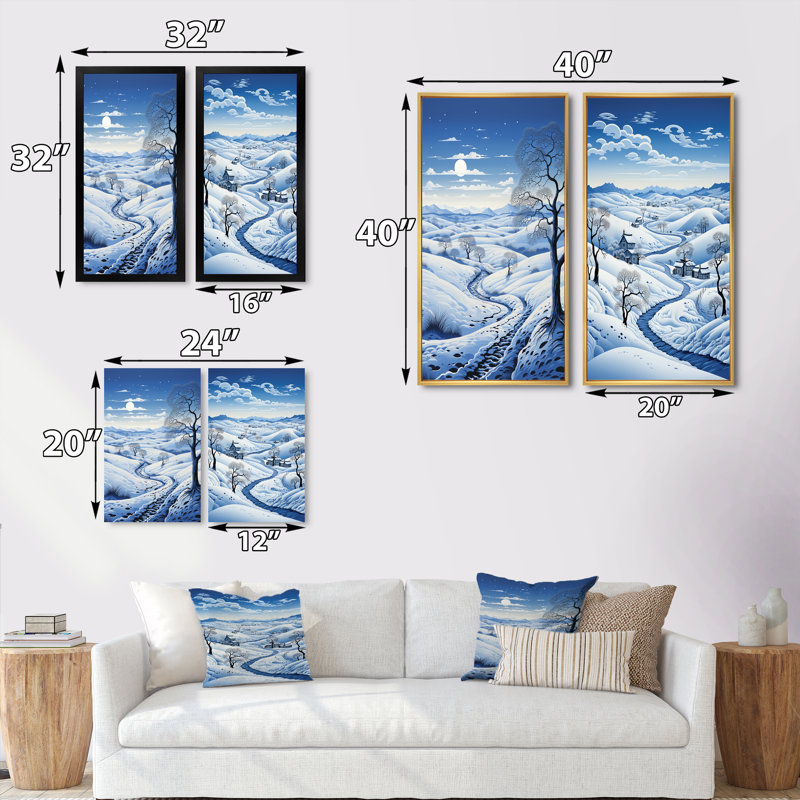 «Snow Winters Solitude», 2 pièces, Encadrement brun, H 32 po x l 32 po