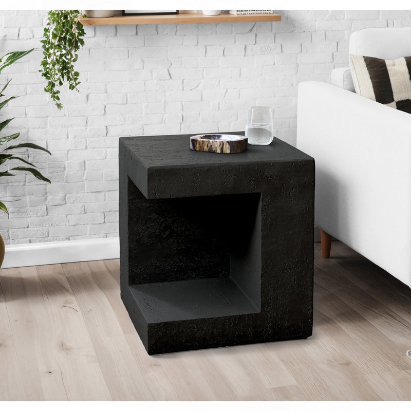 Table d'appoint, H 25 po, intérieur ou extérieur, table d'appoint, table de chevet, bout, carré, chambre à coucher, salon, noir, contemporain, moderne