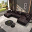 Ensemble de canapé modulaire 134,4 po, canapé modulaire rembourré en similicuir 4 places avec conception touffetée à la main pure, 2 repose-pieds et 4 coussins, combinaison multiple pour le salon, brun foncé