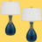 Antique Blue Luster Glass Table Lamps Set of 2 28.5"H With Fabric Taper Shades 150W by