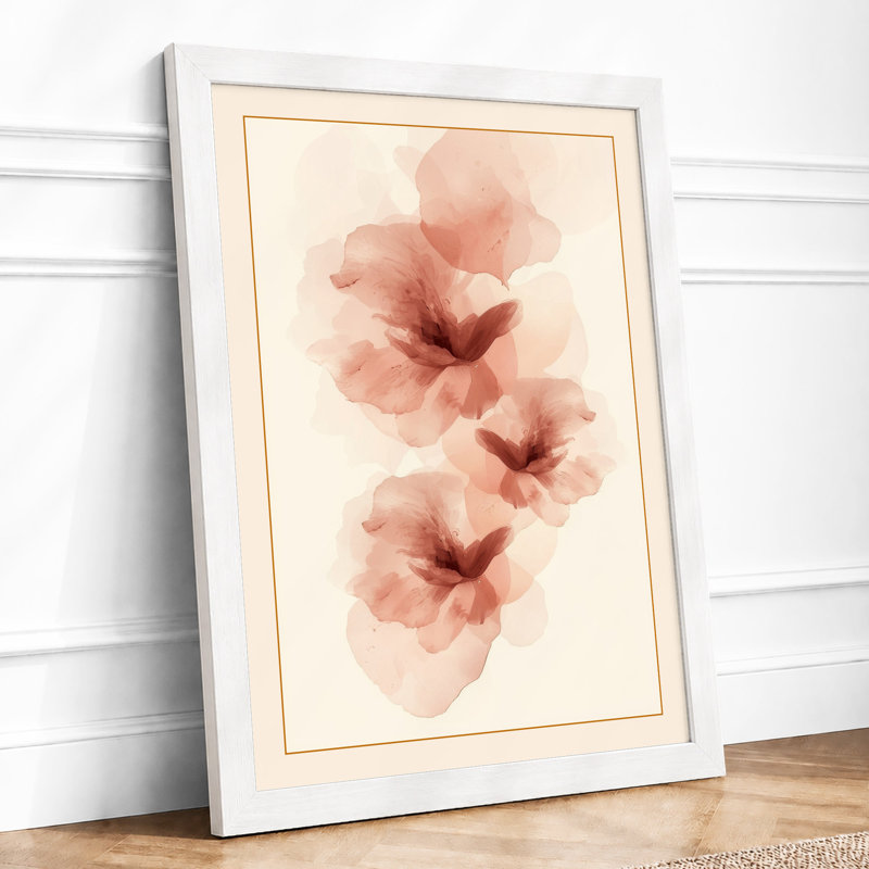 Floating Petals Botanical - Framed Print, A3 - 42.0 x 29.7 cm, White