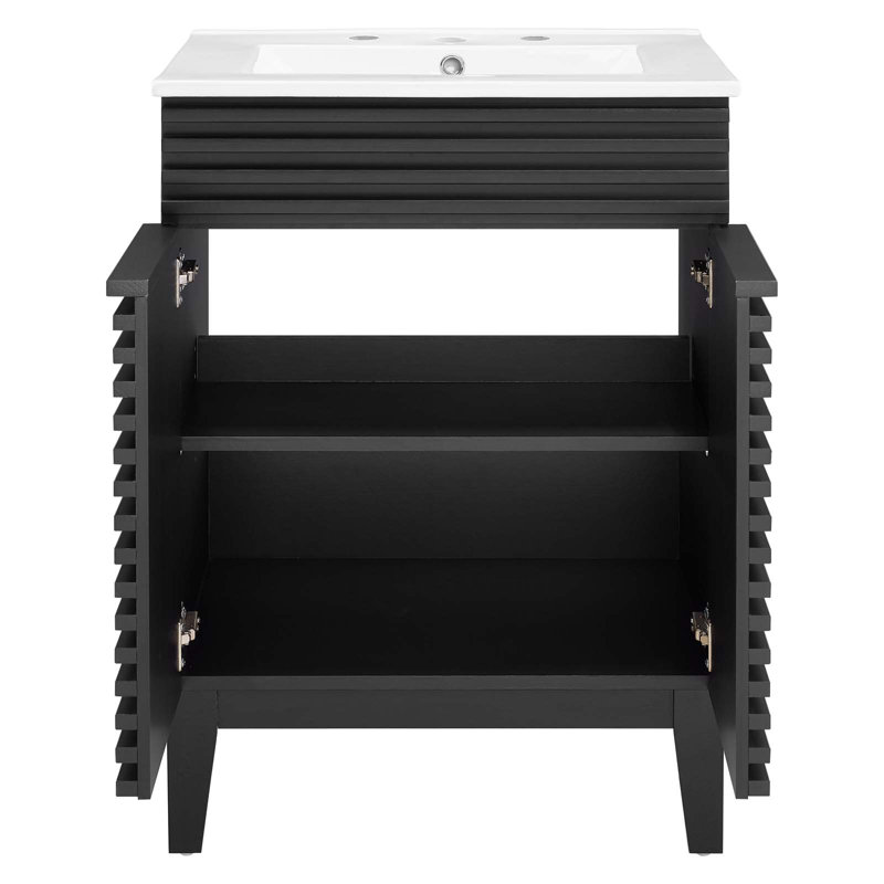 Meuble-lavabo 24 po Render par Modway, Noir / blanc