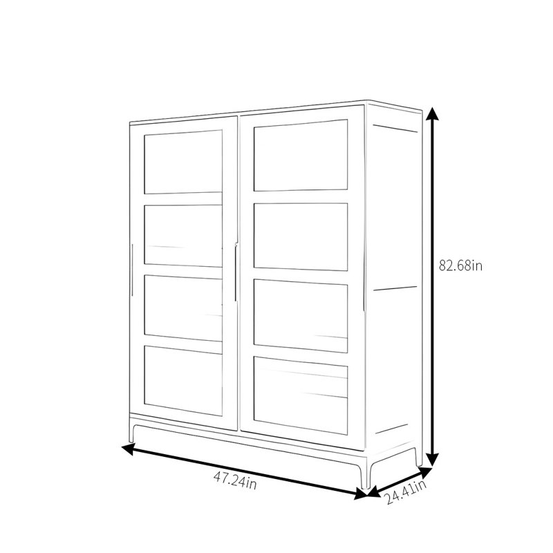 Garde-robe rétro pratique et classique, H 82,68 po x l 47,24 po x P 24,41 po, Burlywood