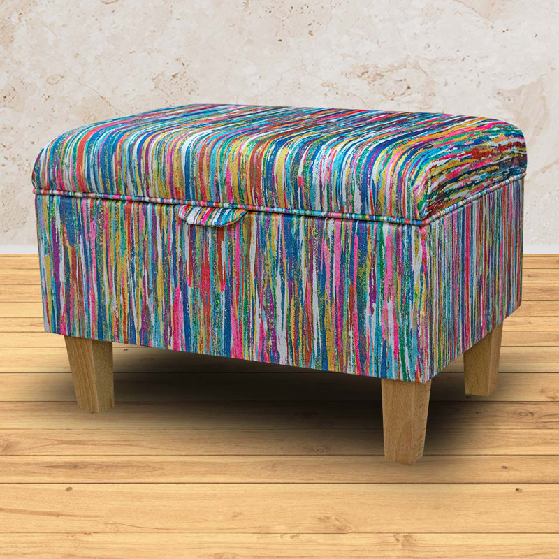 50.8cm Wide Rectangle Striped Footstool Ottoman with Storage