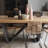 Solid Wood Top Metal Base Dining Table-99685743-99685745
