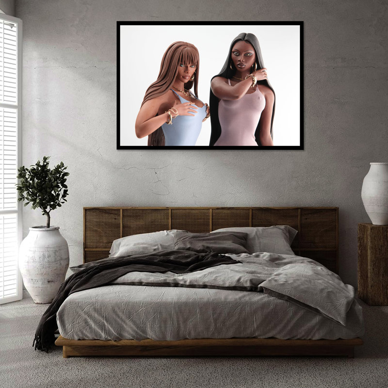 Good Black Art «Suzie & Anita» par PJ Harper | Reproduction d'art murale en bois massif à édition limitée, H 48 po x l 32 po