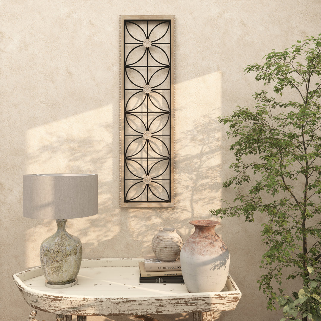 Metal Floral Home Wall Decor with Brown Frame Langley Street®