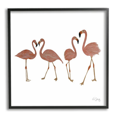Mur d'illustrations d'oiseaux flamants roses se mélangeant à Ale Saiz Studio