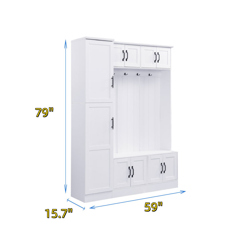 Portemanteaux moderne de 79 pouces de hauteur avec range-chaussures, Naturel