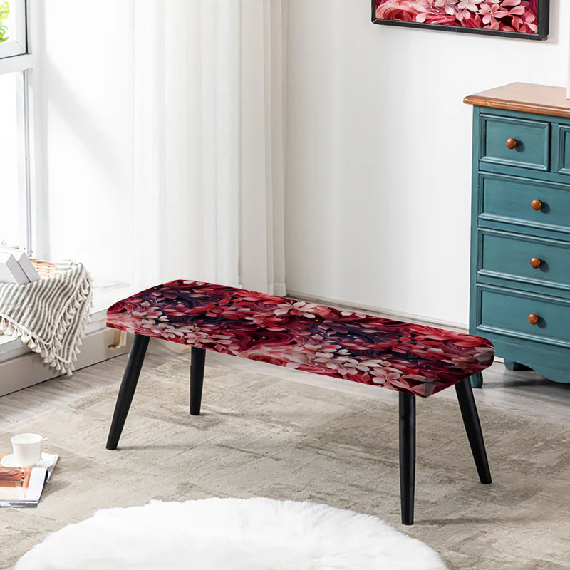 Abstrait rouge et mauve fleur romantique - banc abstrait tapissier noir