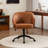 Mid-century Modern Home Office Chair, Faux Leather Upholstered Swivel Desk Chair, Thick Cushion Task Chair with Armrest, Height Adjustable Office Chair With Ball Caster & Tilt Back, Brown-771111467