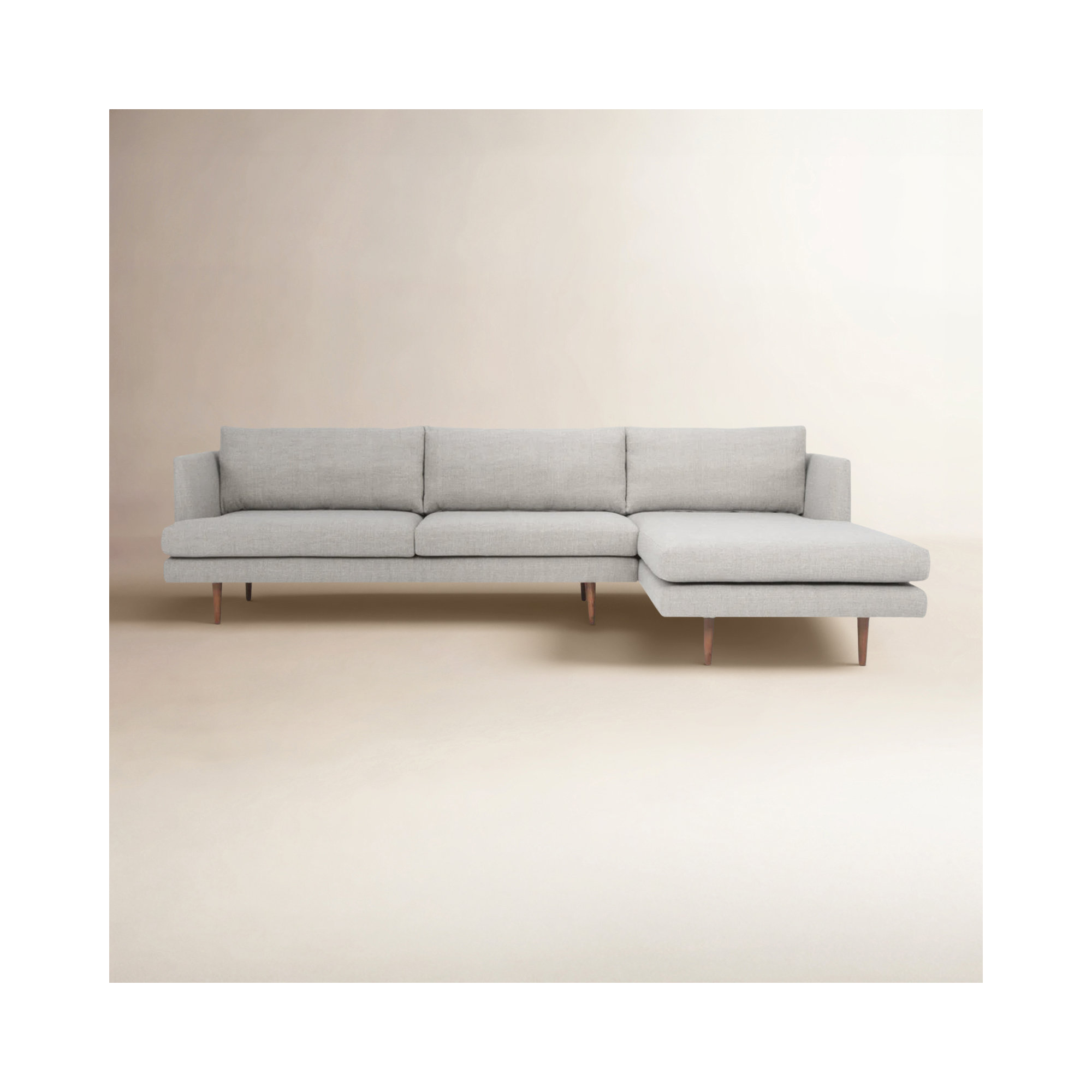 Miller 2 - Piece Upholstered Chaise Sectional, Light Gray Polyester Blend, Right Hand Facing
