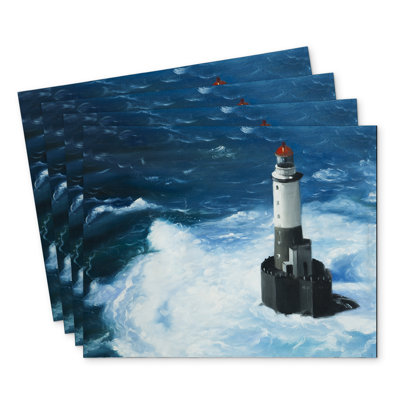 Unleashed Waves Lighthouse Polyester Placemats Set of 4 Decor