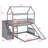 Children's House Bunk Bed with Slide and Shelving Stairs-1113101348